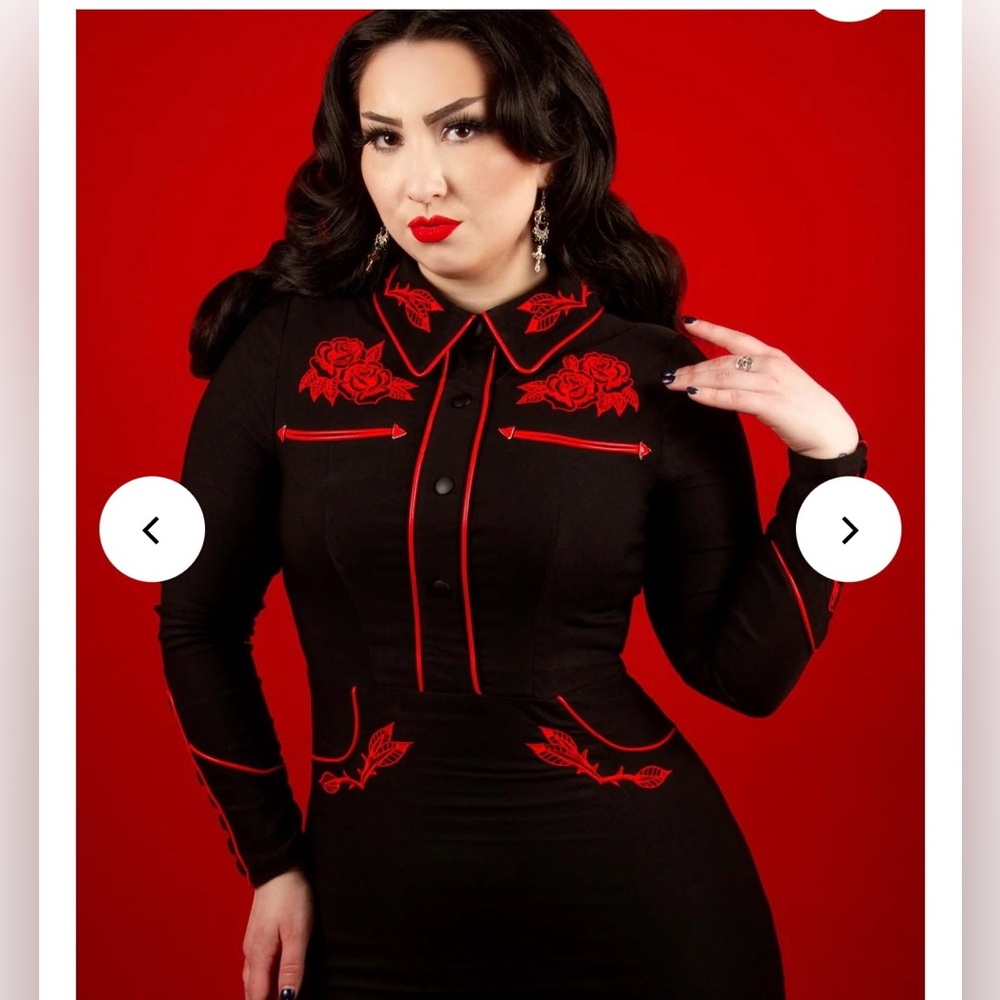 KATAKOMB Western  goth black embroidered June Dress